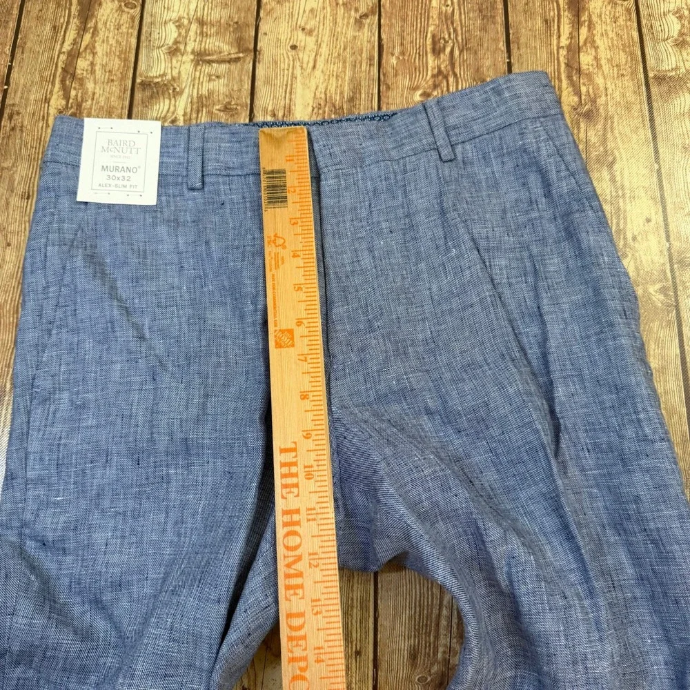 Murano Alex Slim Fit Pants Mens 30x32 Blue Baird McNutt Irish Linen Cuffed NWT